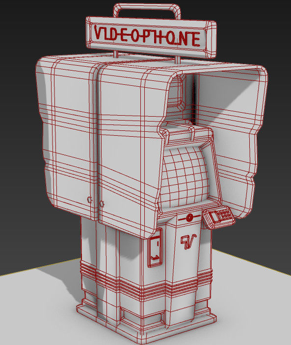Cyberpunk Phone Booth Low-poly 3D model_2