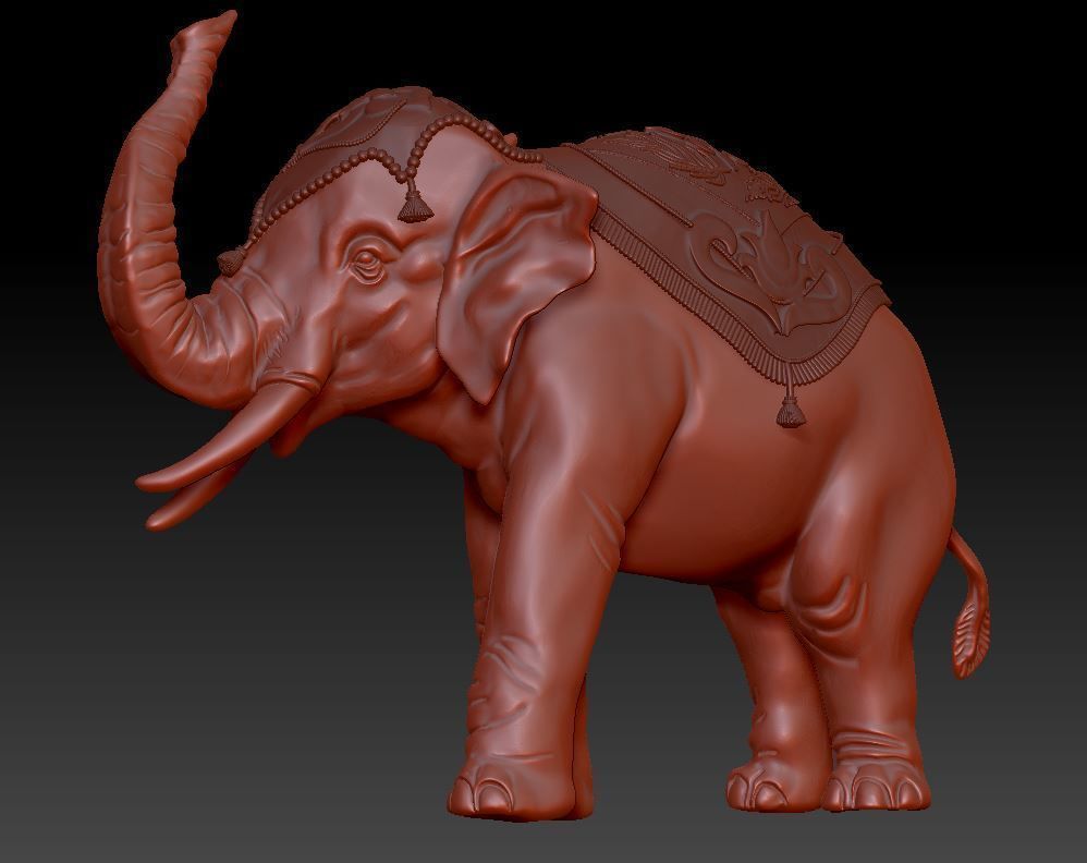 Digital Sculpture of Indian elephant 3D print model_4