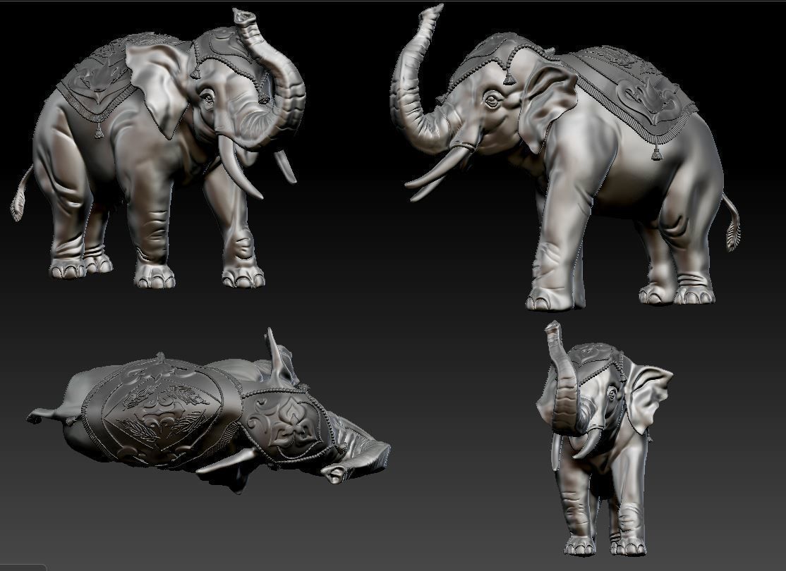 Digital Sculpture of Indian elephant 3D print model_1