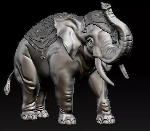Digital Sculpture of Indian elephant 3D print model_0