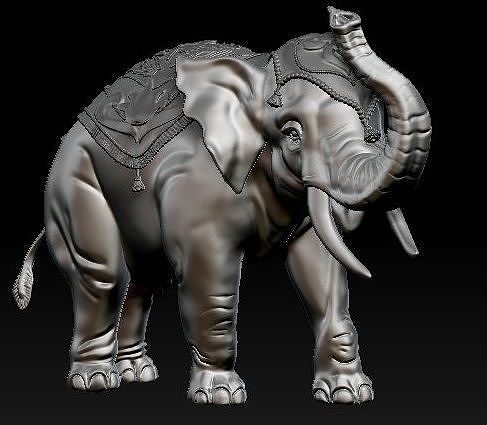 Digital Sculpture of Indian elephant  3D print model