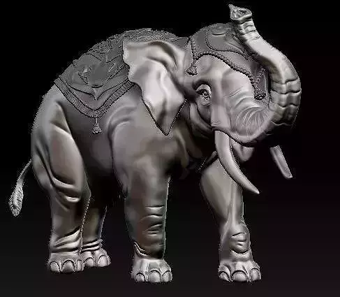Digital Sculpture of Indian elephant 3D print model Digital Sculpture of Indian elephant 3D print model
