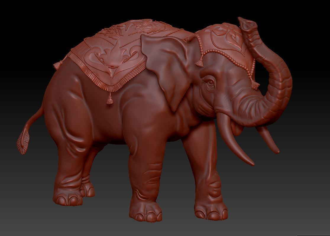 Digital Sculpture of Indian elephant 3D print model_2