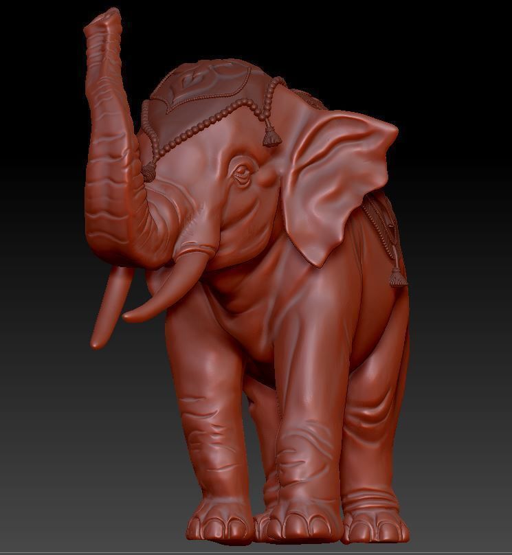 Digital Sculpture of Indian elephant 3D print model_3
