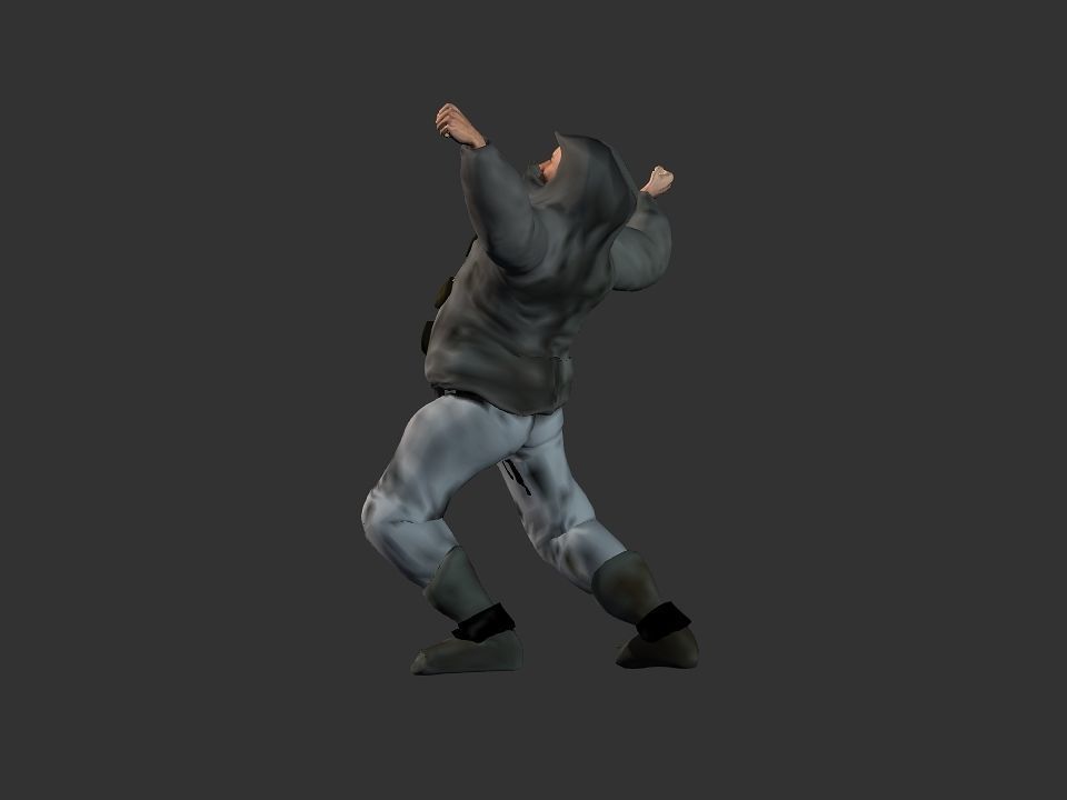 Thick coat snow tribe hunter Low-poly 3D model_26