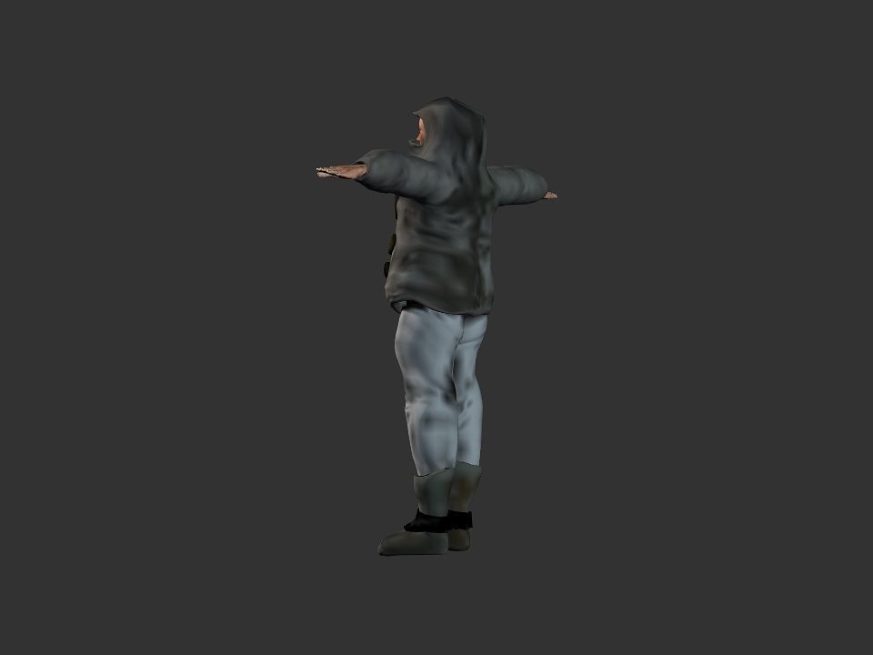 Thick coat snow tribe hunter Low-poly 3D model_21