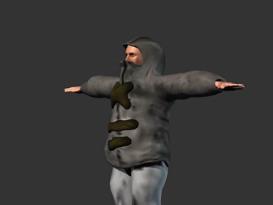 Thick coat snow tribe hunter Low-poly 3D model_4