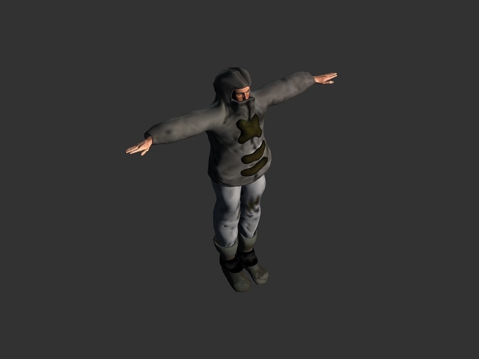 Thick coat snow tribe hunter Low-poly 3D model_23