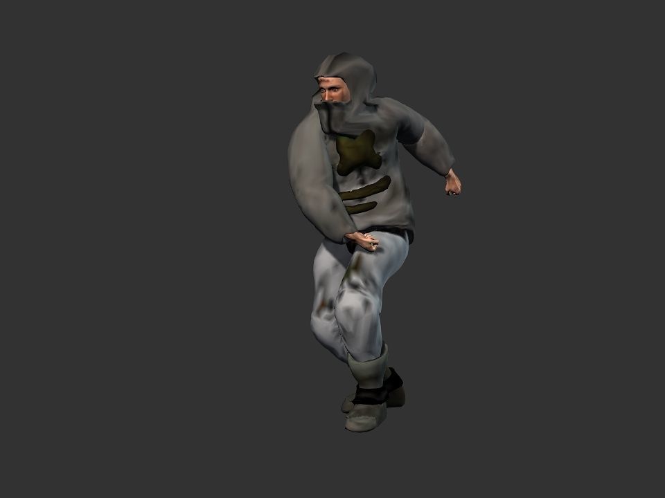 Thick coat snow tribe hunter Low-poly 3D model_37