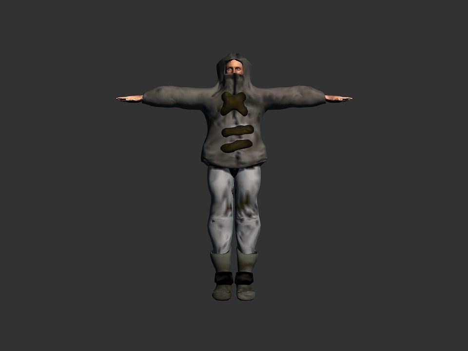 Thick coat snow tribe hunter Low-poly 3D model_2