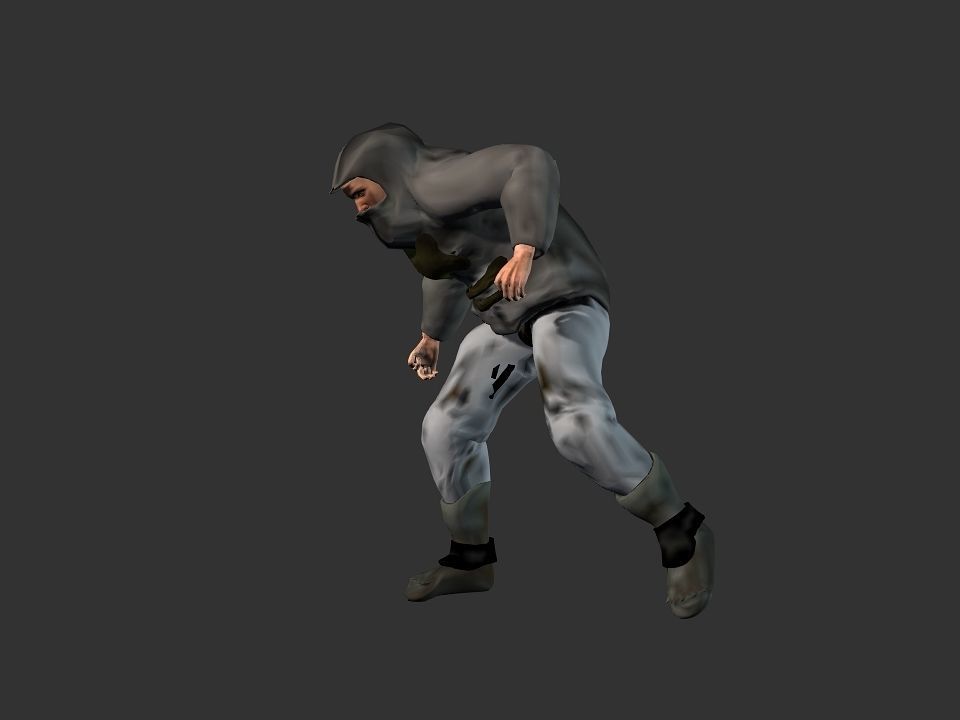 Thick coat snow tribe hunter Low-poly 3D model_36