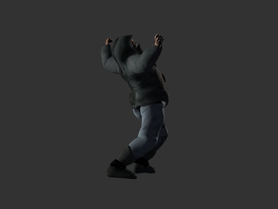 Thick coat snow tribe hunter Low-poly 3D model_28