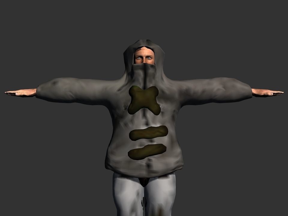 Thick coat snow tribe hunter Low-poly 3D model_3