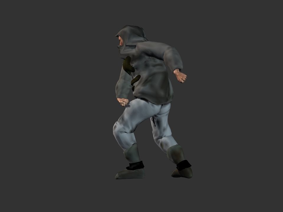 Thick coat snow tribe hunter Low-poly 3D model_41
