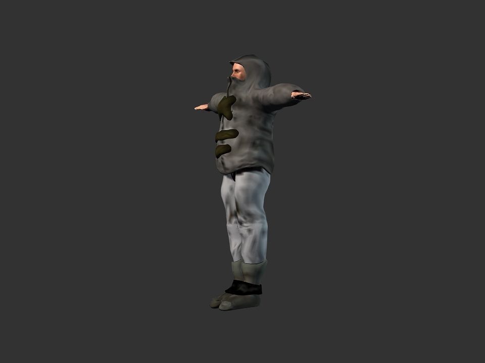 Thick coat snow tribe hunter Low-poly 3D model_19