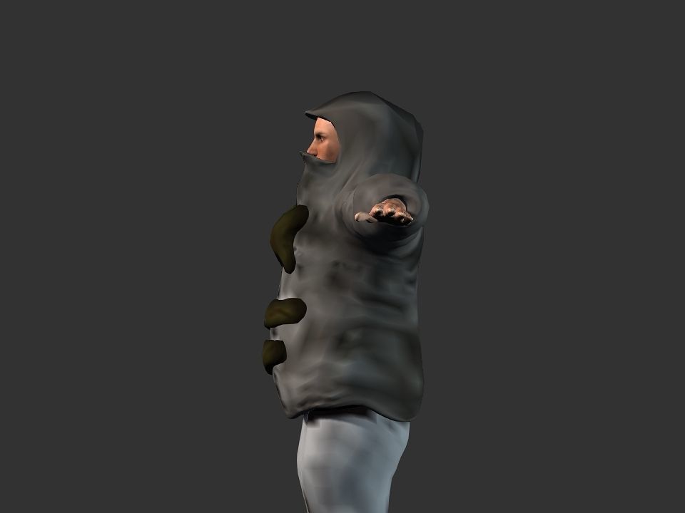 Thick coat snow tribe hunter Low-poly 3D model_5