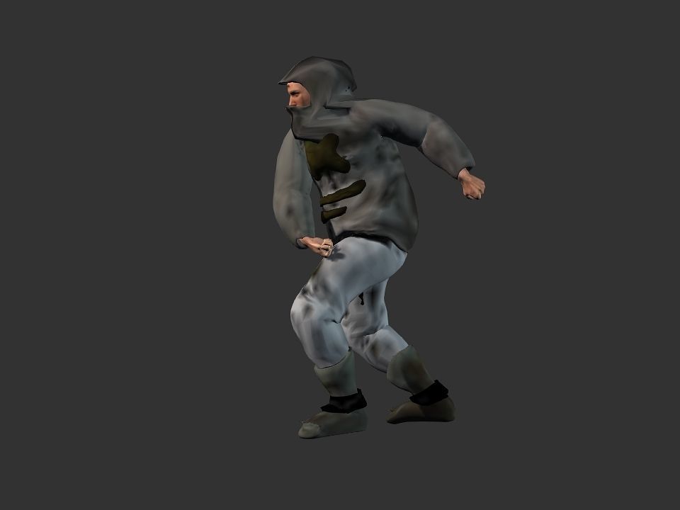 Thick coat snow tribe hunter Low-poly 3D model_40