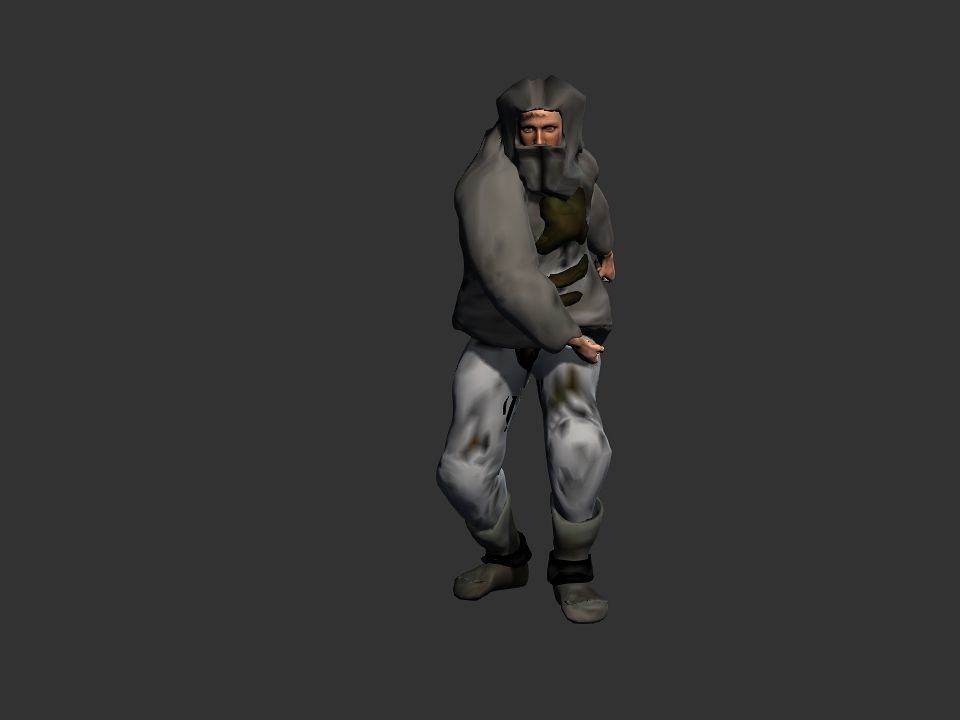 Thick coat snow tribe hunter Low-poly 3D model_34
