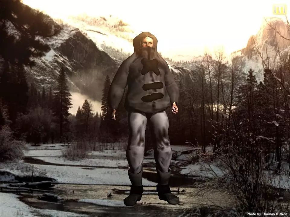 Thick coat snow tribe hunter Low-poly 3D model_0