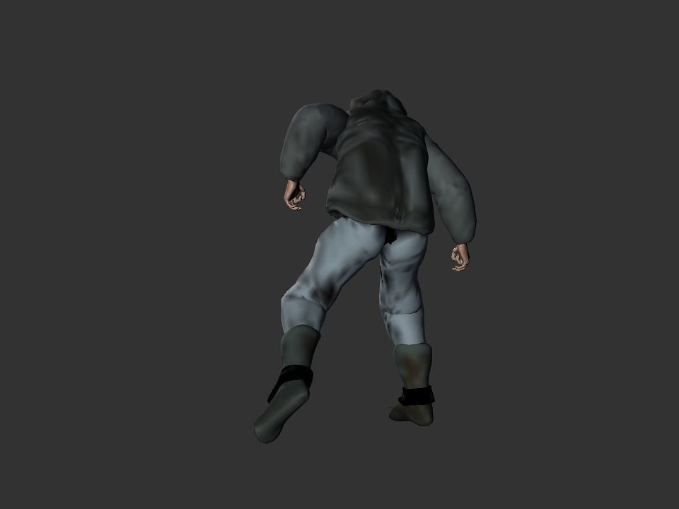 Thick coat snow tribe hunter Low-poly 3D model_33