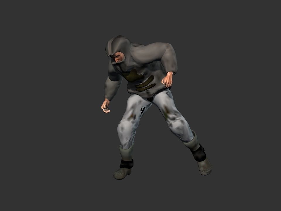 Thick coat snow tribe hunter Low-poly 3D model_35