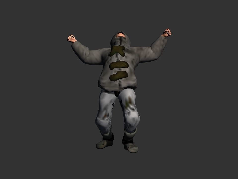 Thick coat snow tribe hunter Low-poly 3D model_27