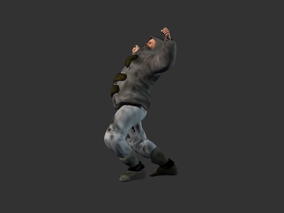 Thick coat snow tribe hunter Low-poly 3D model_24