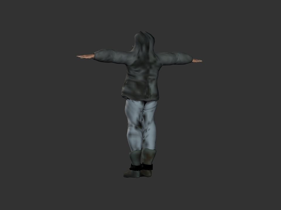 Thick coat snow tribe hunter Low-poly 3D model_22
