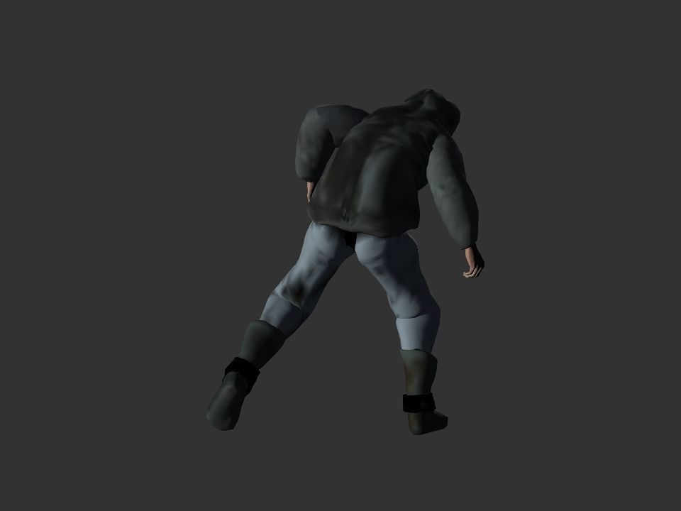 Thick coat snow tribe hunter Low-poly 3D model_32