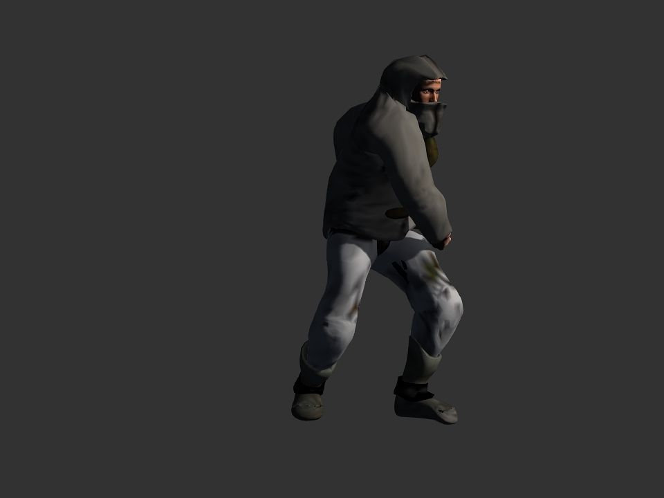 Thick coat snow tribe hunter Low-poly 3D model_39
