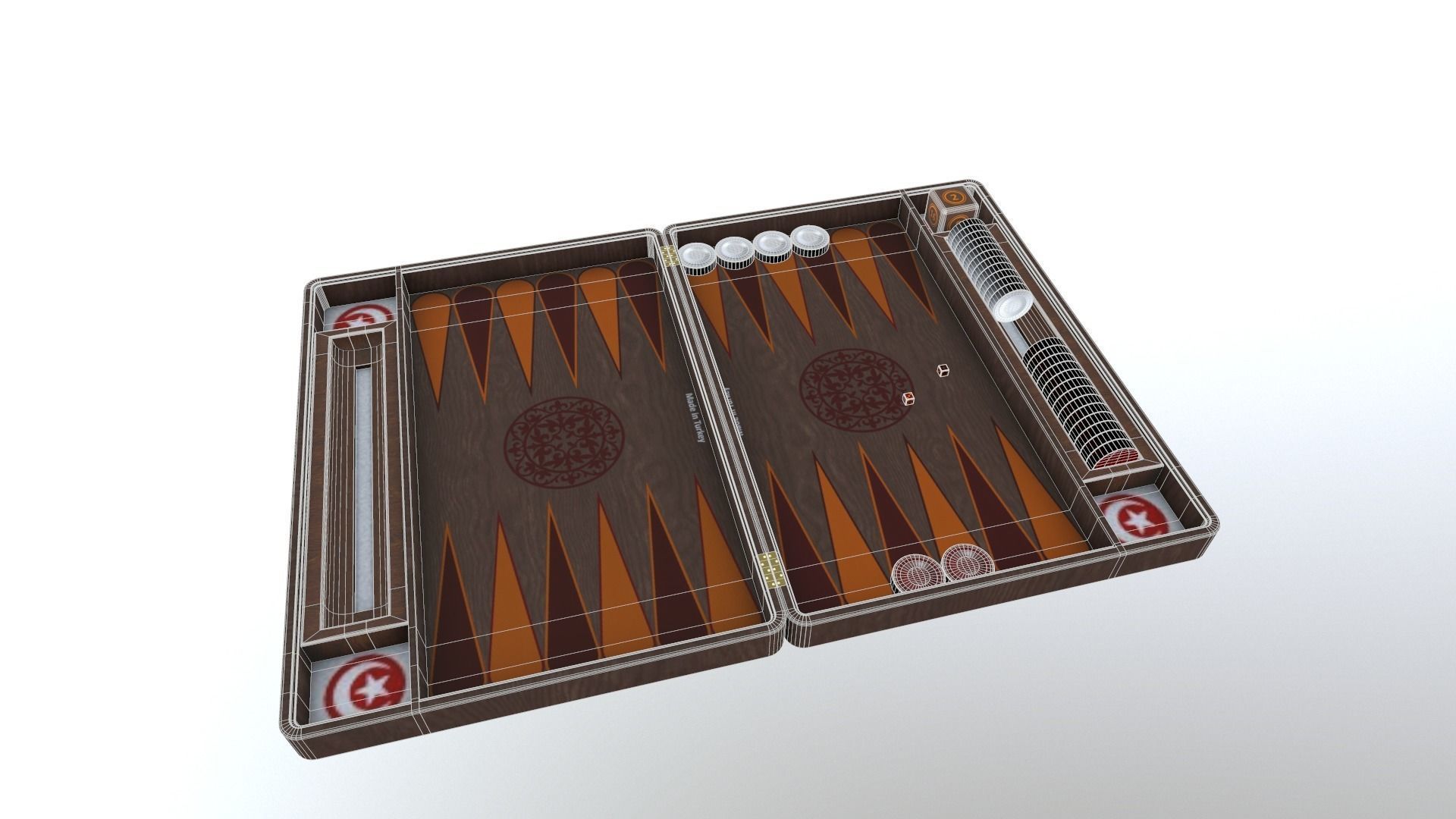 Backgammon set 3D model_4