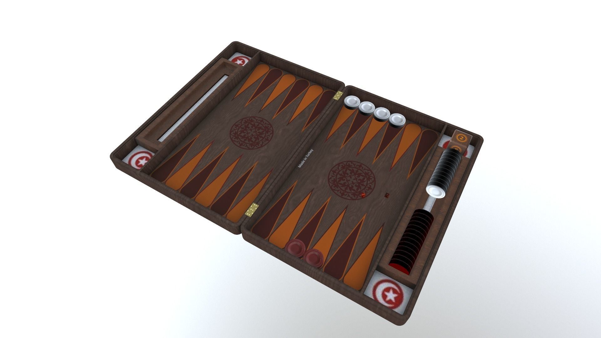 Backgammon set 3D model_2