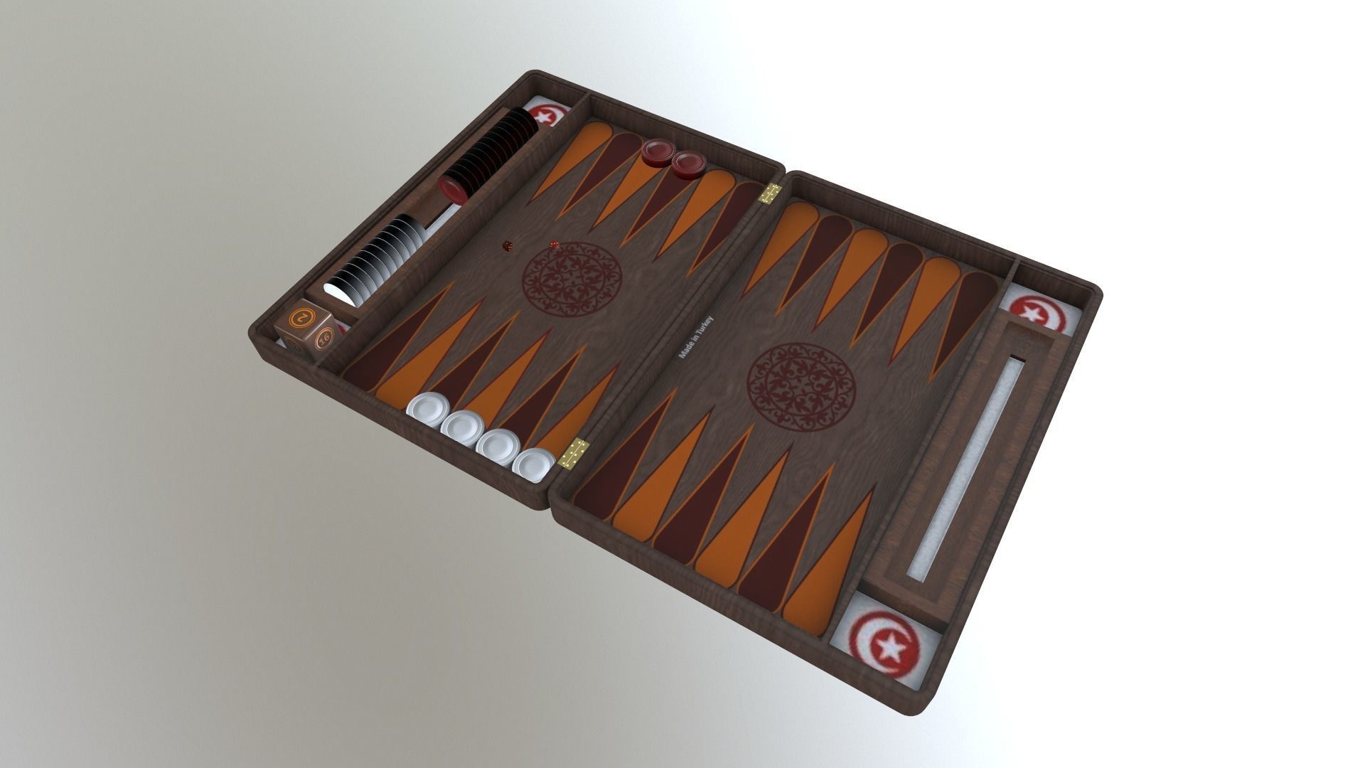 Backgammon set 3D model_3