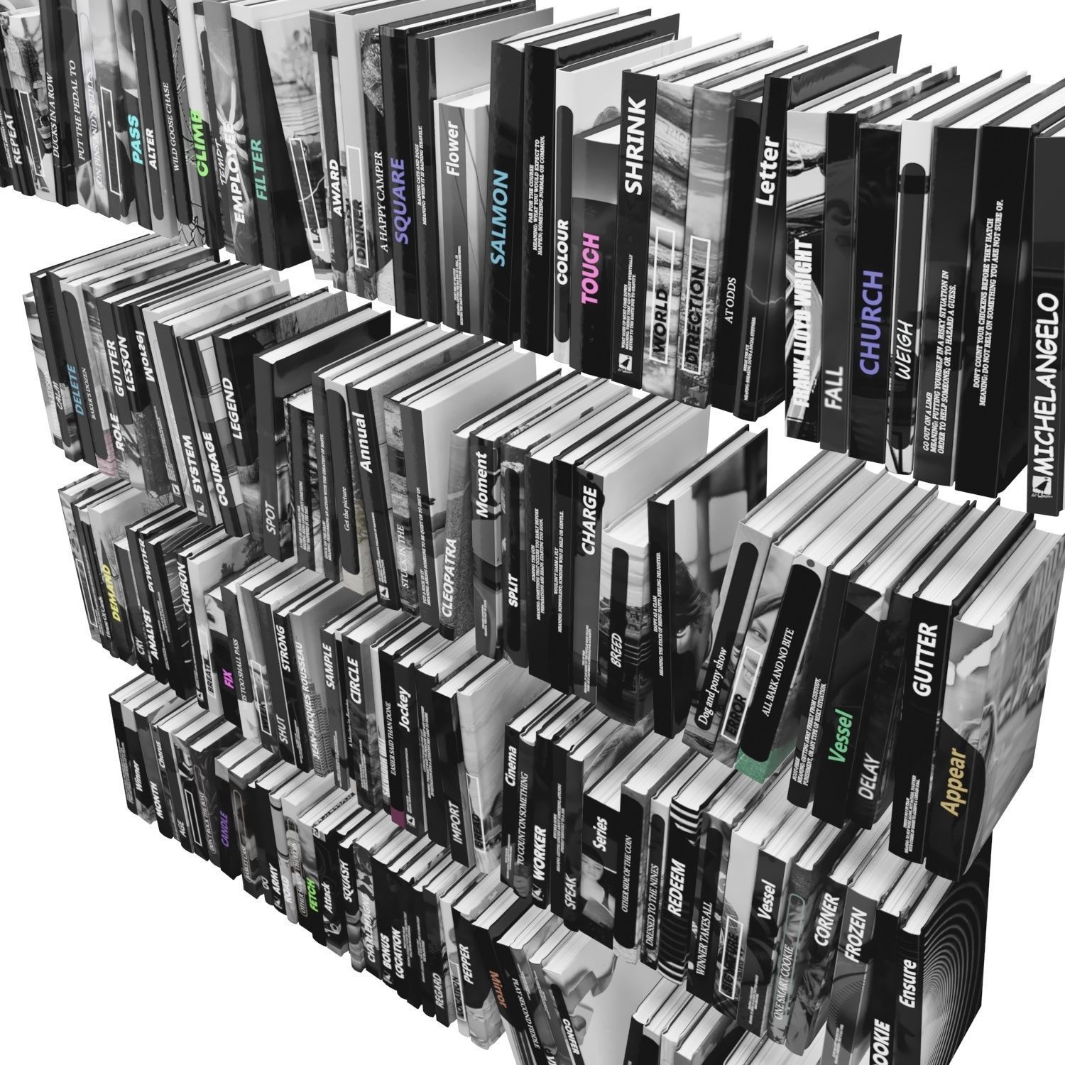Books 150 pieces 3-2-2 Low-poly 3D model_21