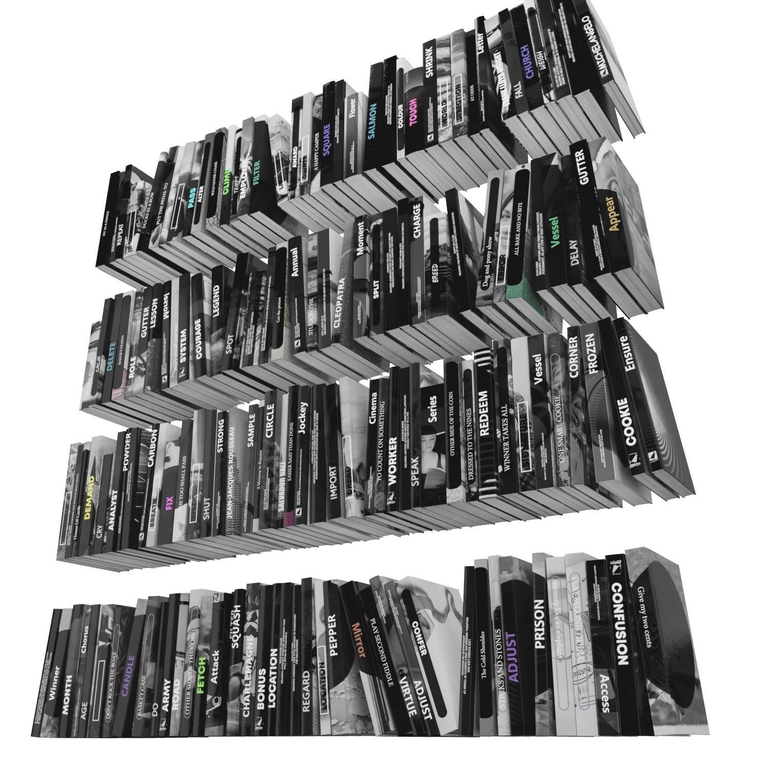 Books 150 pieces 3-2-2 Low-poly 3D model_5