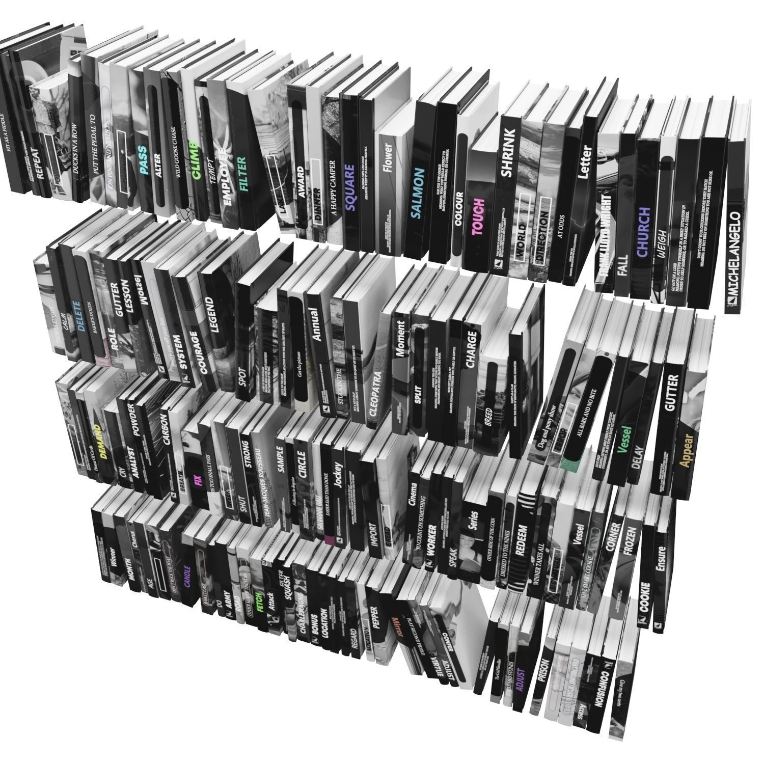 Books 150 pieces 3-2-2 Low-poly 3D model_6