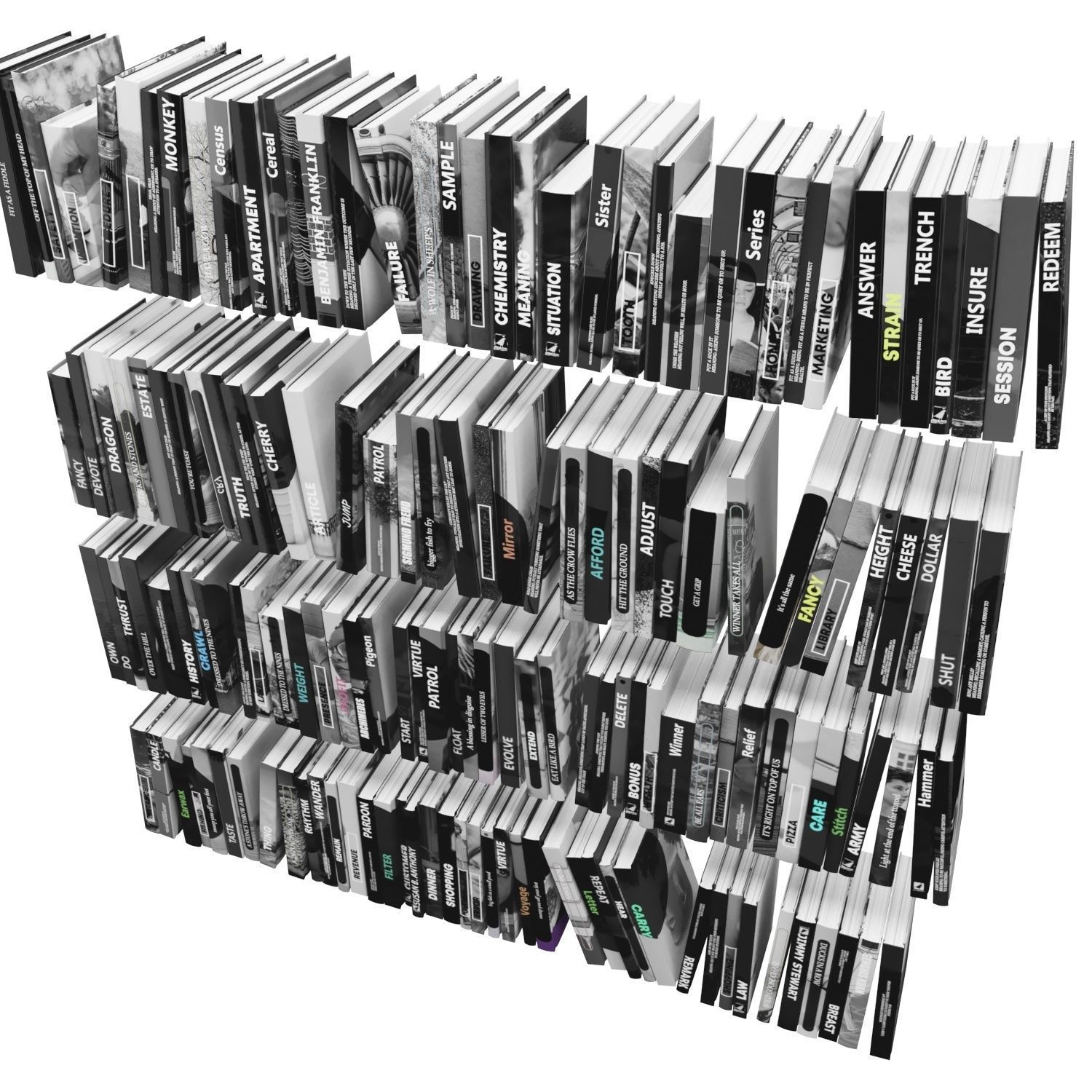 Books 150 pieces 3-2-3 Low-poly 3D model_6