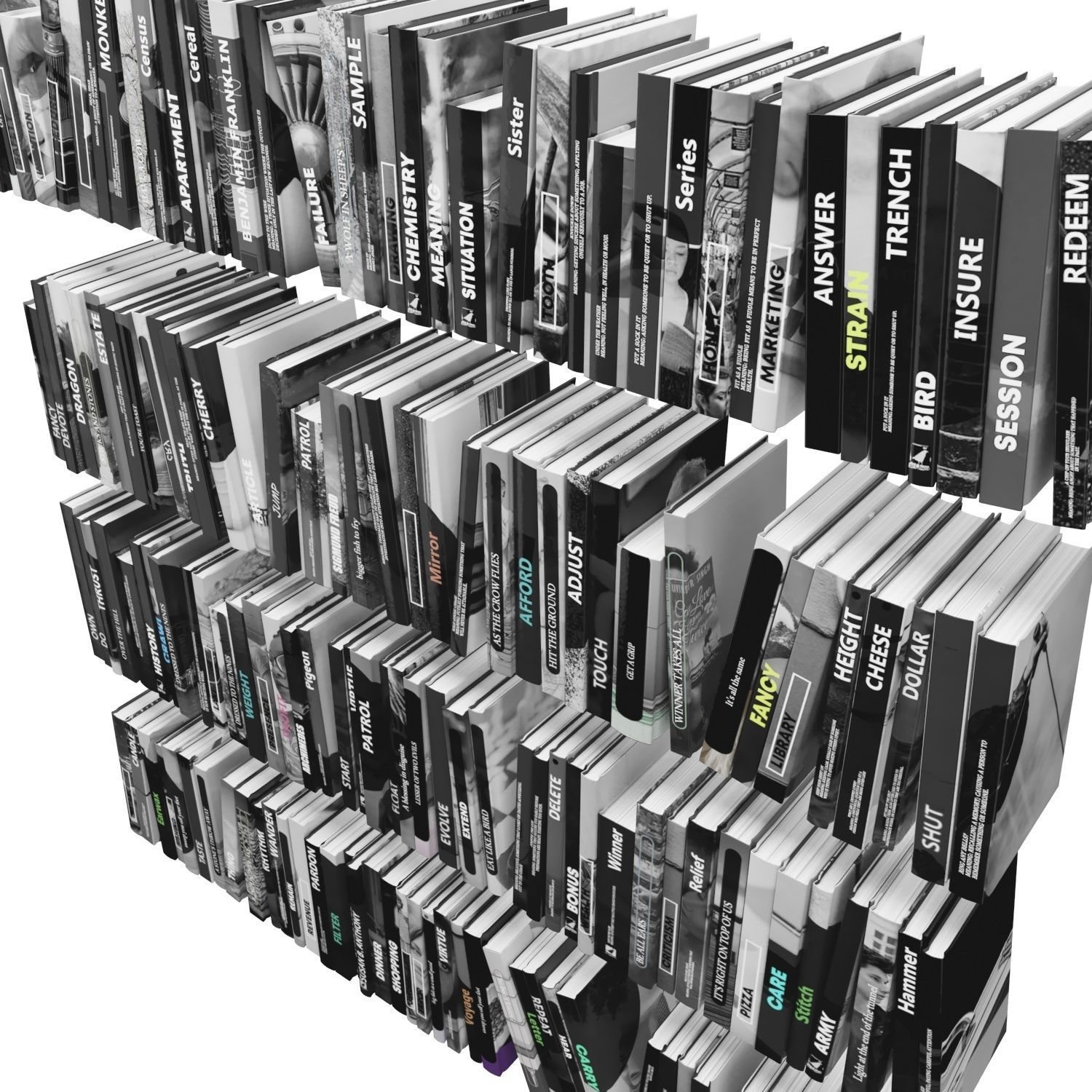 Books 150 pieces 3-2-3 Low-poly 3D model_21