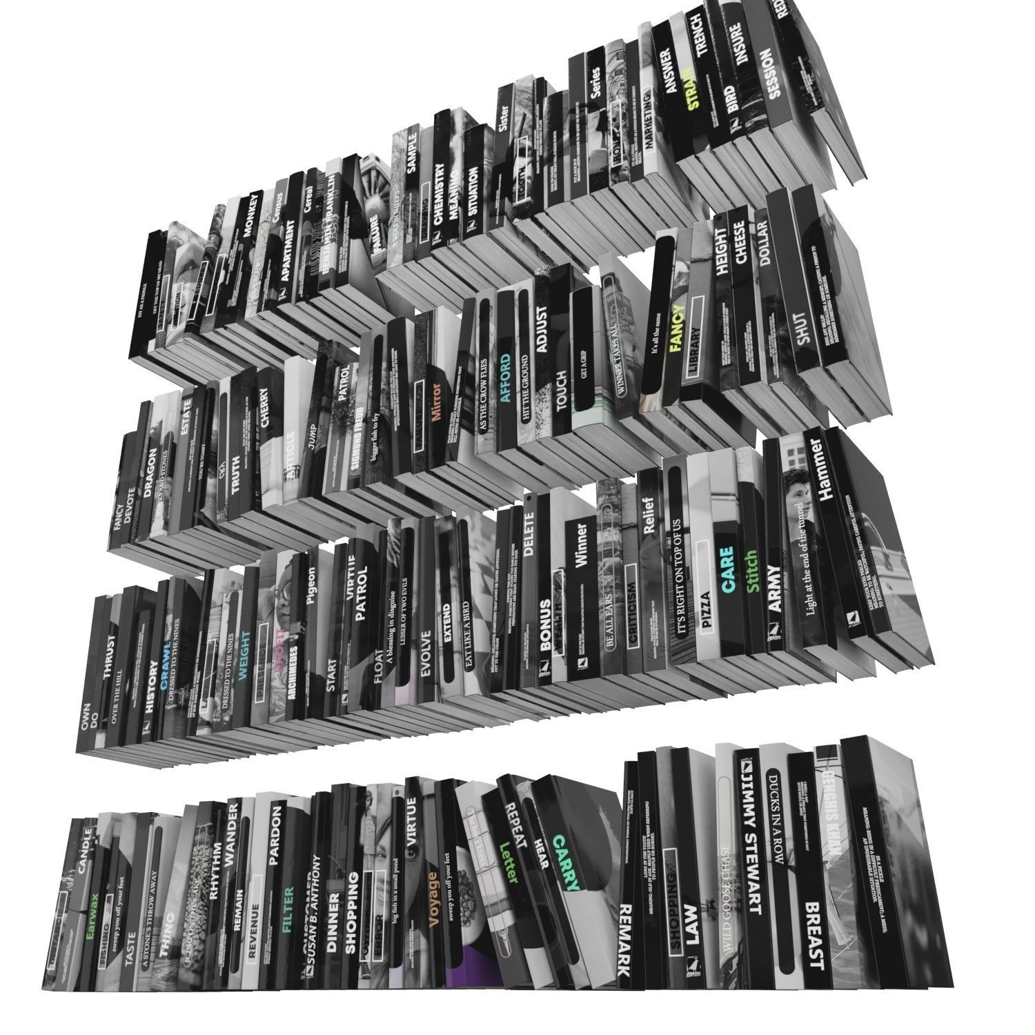 Books 150 pieces 3-2-3 Low-poly 3D model_5