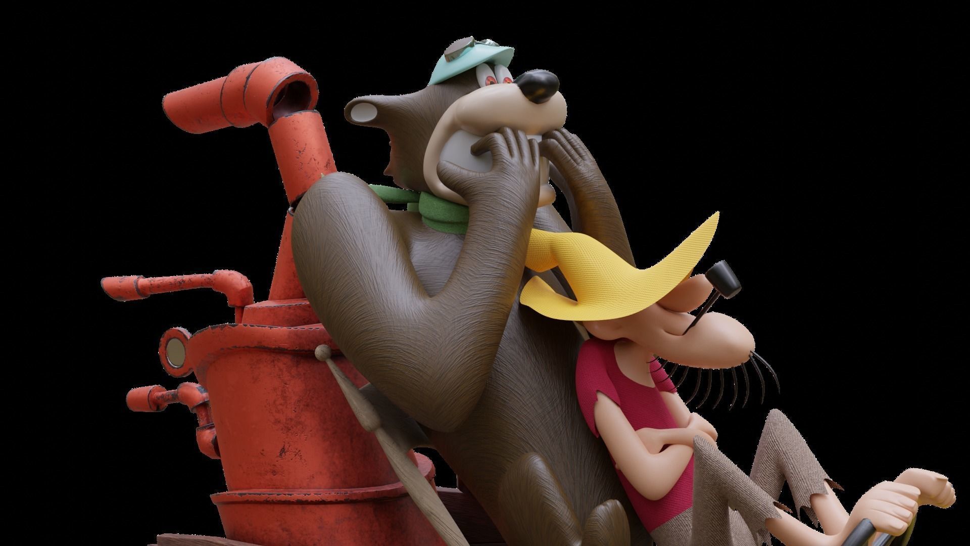 Lazy Luke and Blubber Bear 3D model_2