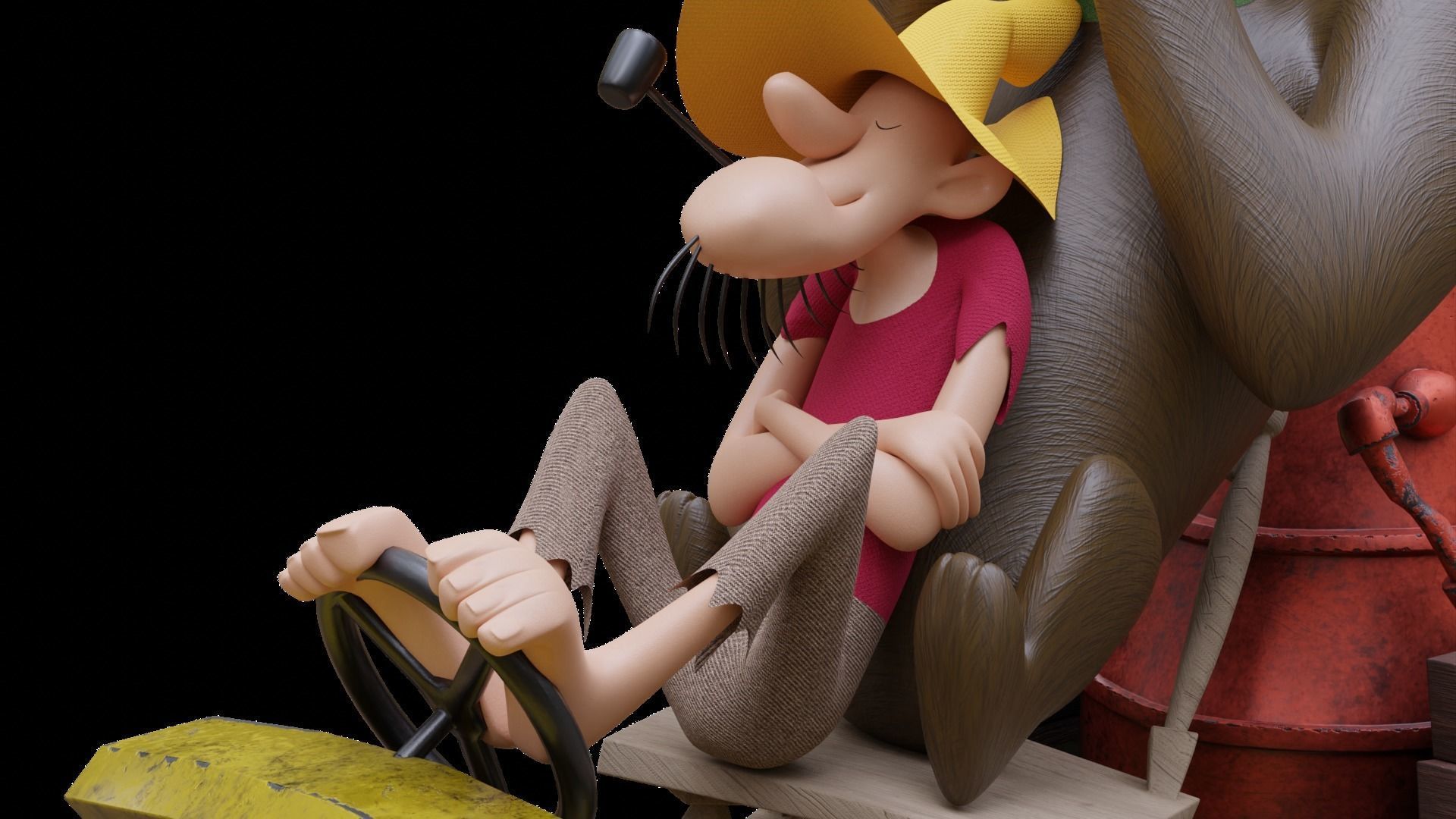 Lazy Luke and Blubber Bear 3D model_1