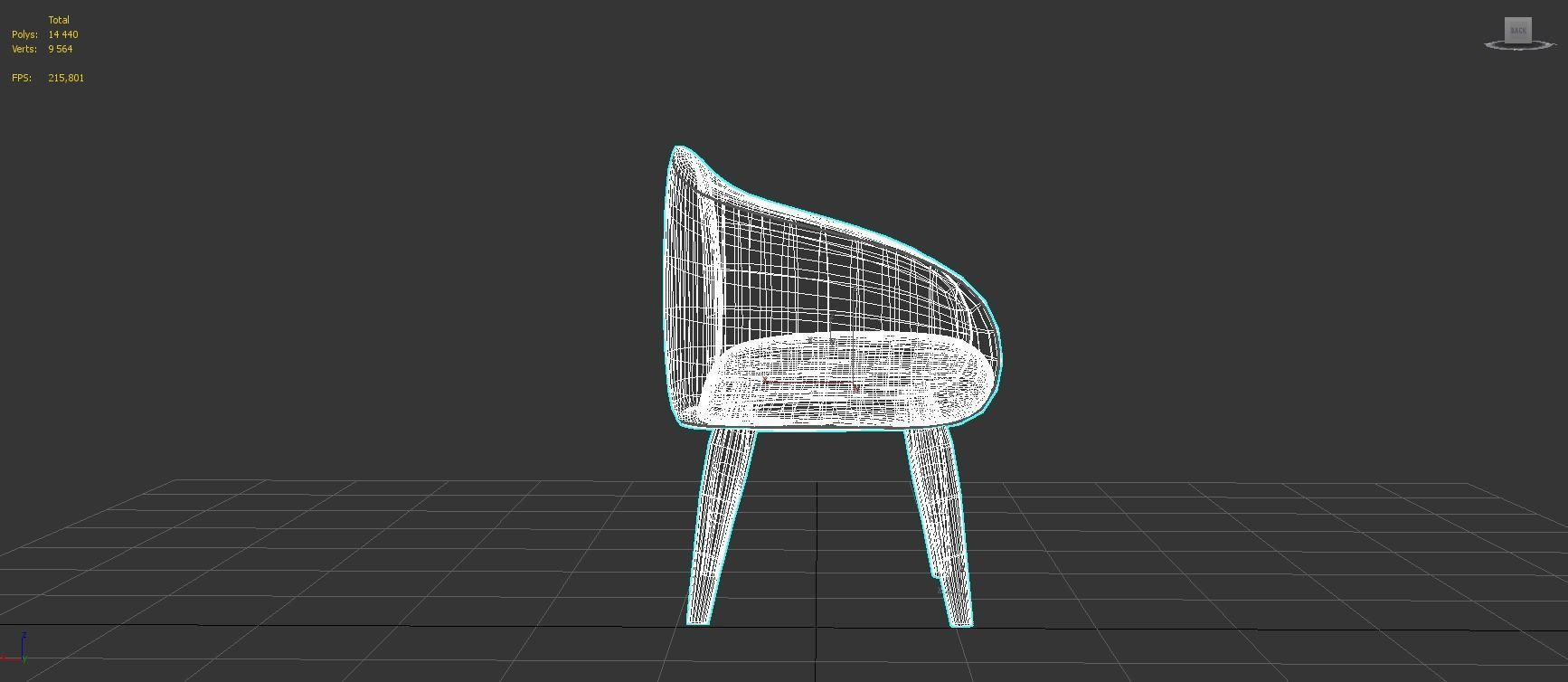 Occasional Chair Low-poly 3D model_6