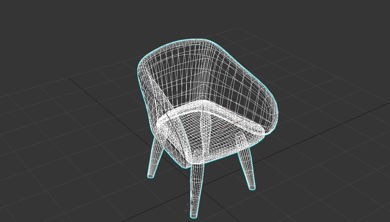 Occasional Chair Low-poly 3D model_5