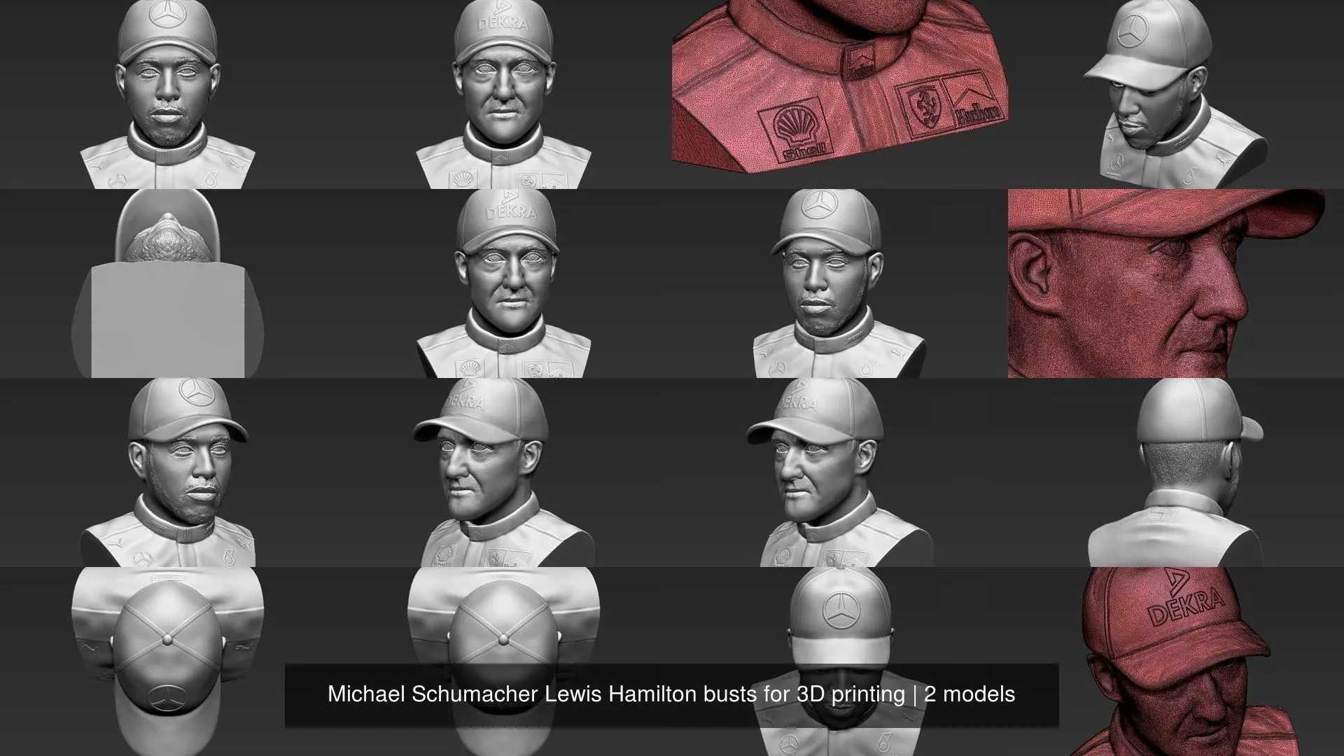 Michael Schumacher Lewis Hamilton busts for 3D printing 3D Model Collection_1