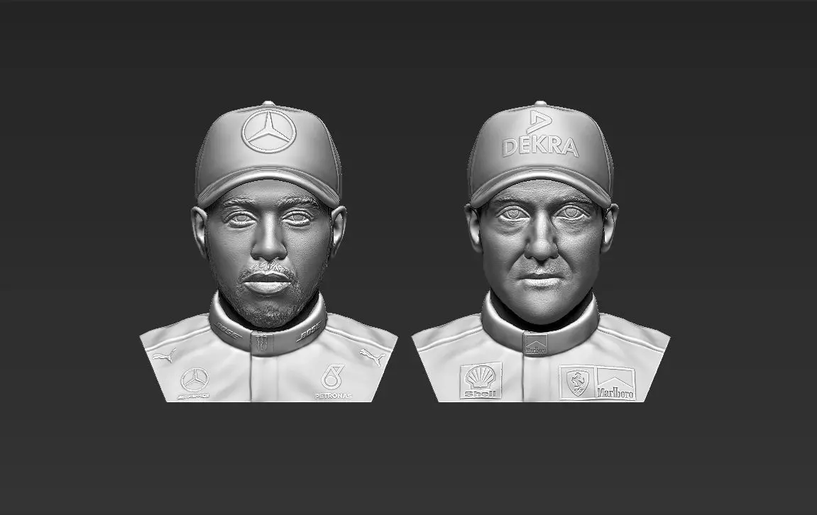 Michael Schumacher Lewis Hamilton busts for 3D printing 3D Model Collection_0