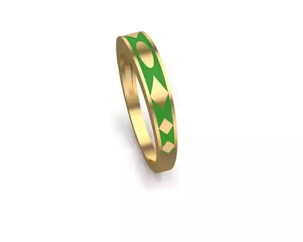 unisex model gold ring with enamel