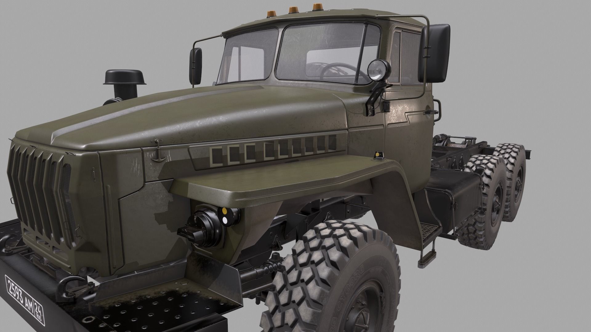 RUSSIAN MILITARY TRUCK URAL-4320 Low-poly 3D model_9