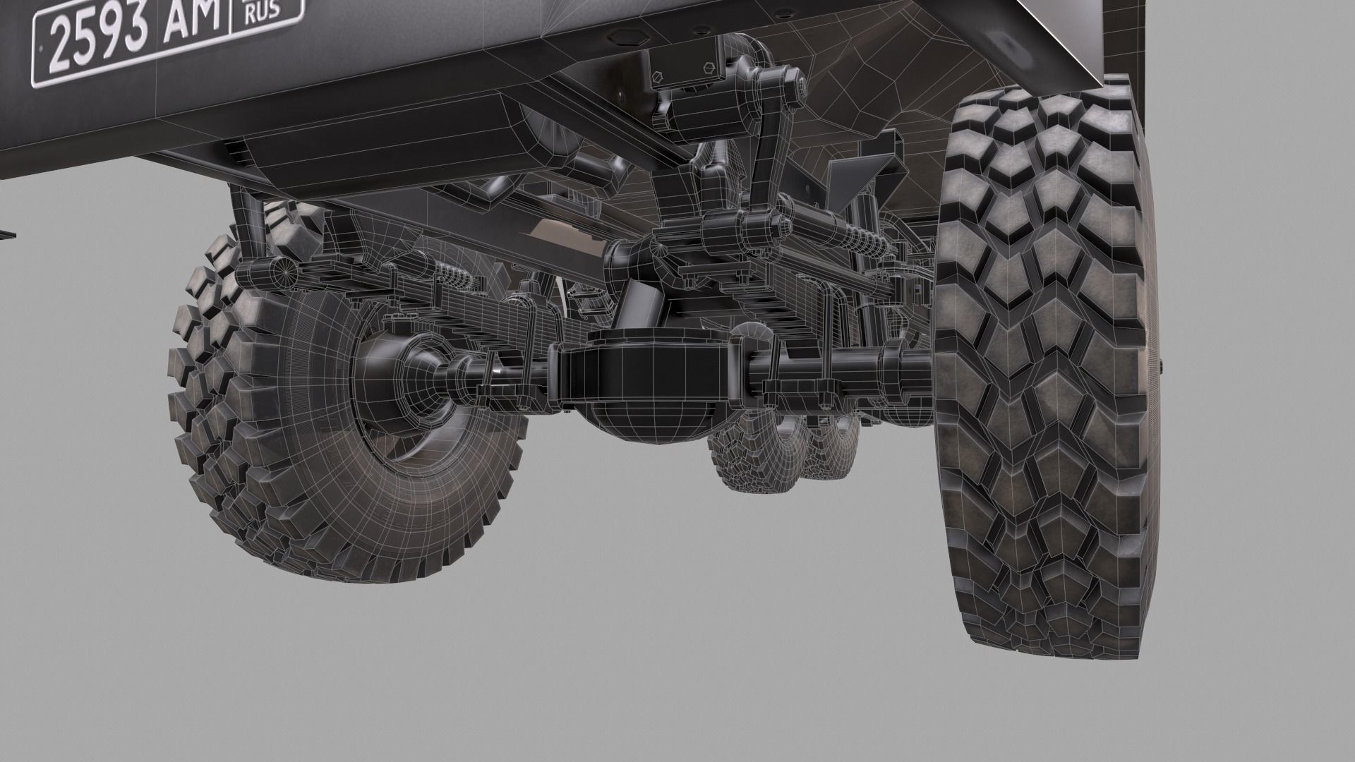 RUSSIAN MILITARY TRUCK URAL-4320 Low-poly 3D model_14