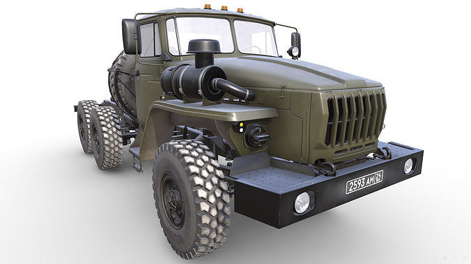 RUSSIAN MILITARY TRUCK URAL-4320 Low-poly 3D model