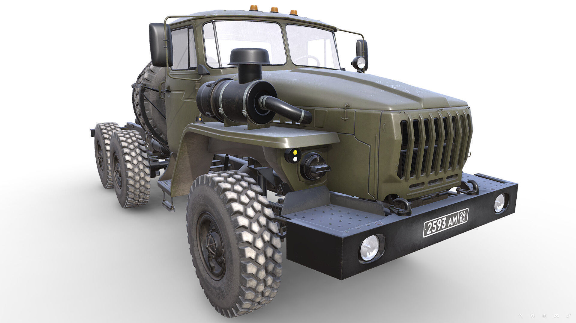 RUSSIAN MILITARY TRUCK URAL-4320 Low-poly 3D model_0
